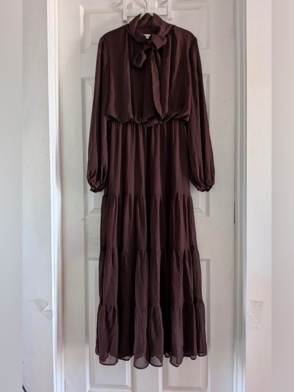 Commense Chiffon Bow Long Sleeve Maxi Dress - Picture 3 of 15